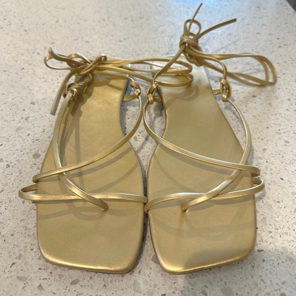 Gold strappy gladiator sandals, new without box